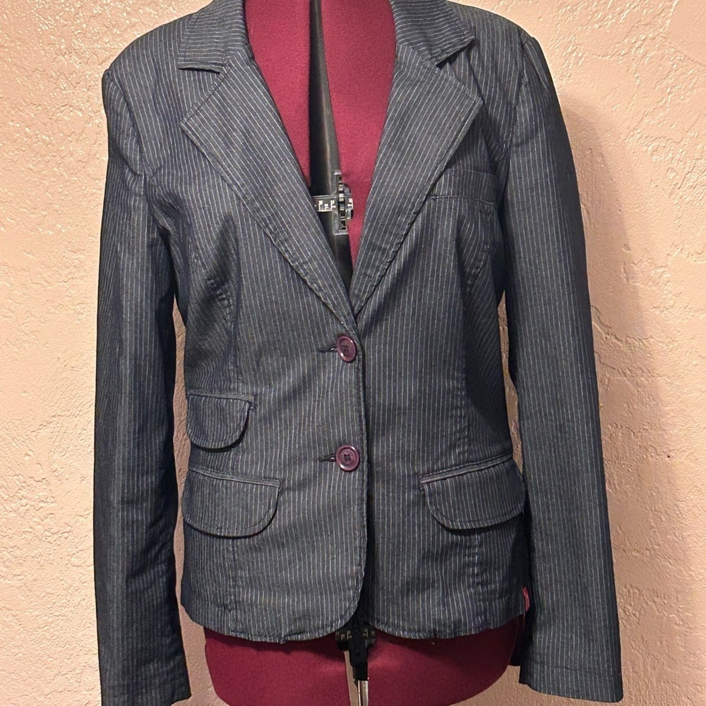 Vintage Red Label Esprit Black Pinstripe Blazer juniors size large